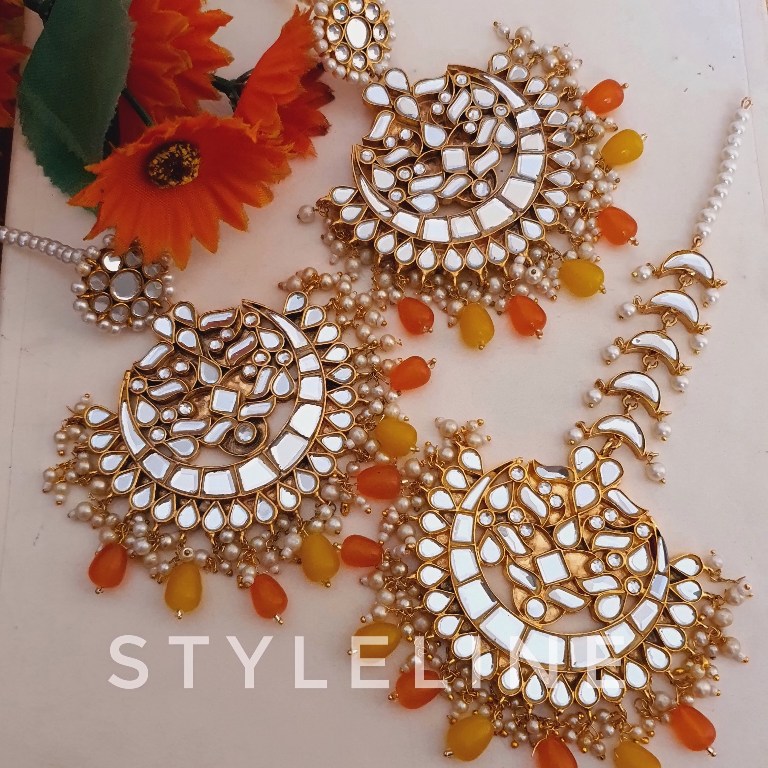 JHANVI- JHUMKA- BINDI -SET-ORANGE-YELLOW