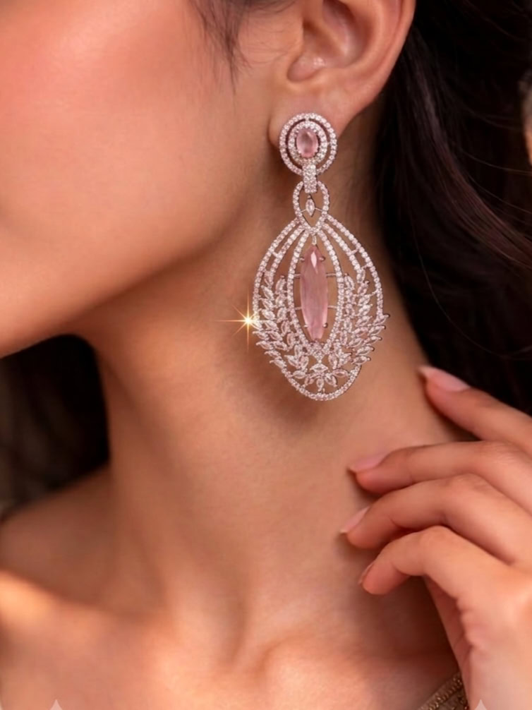 SYLVIA ZIRCON EARRINGS - PINK