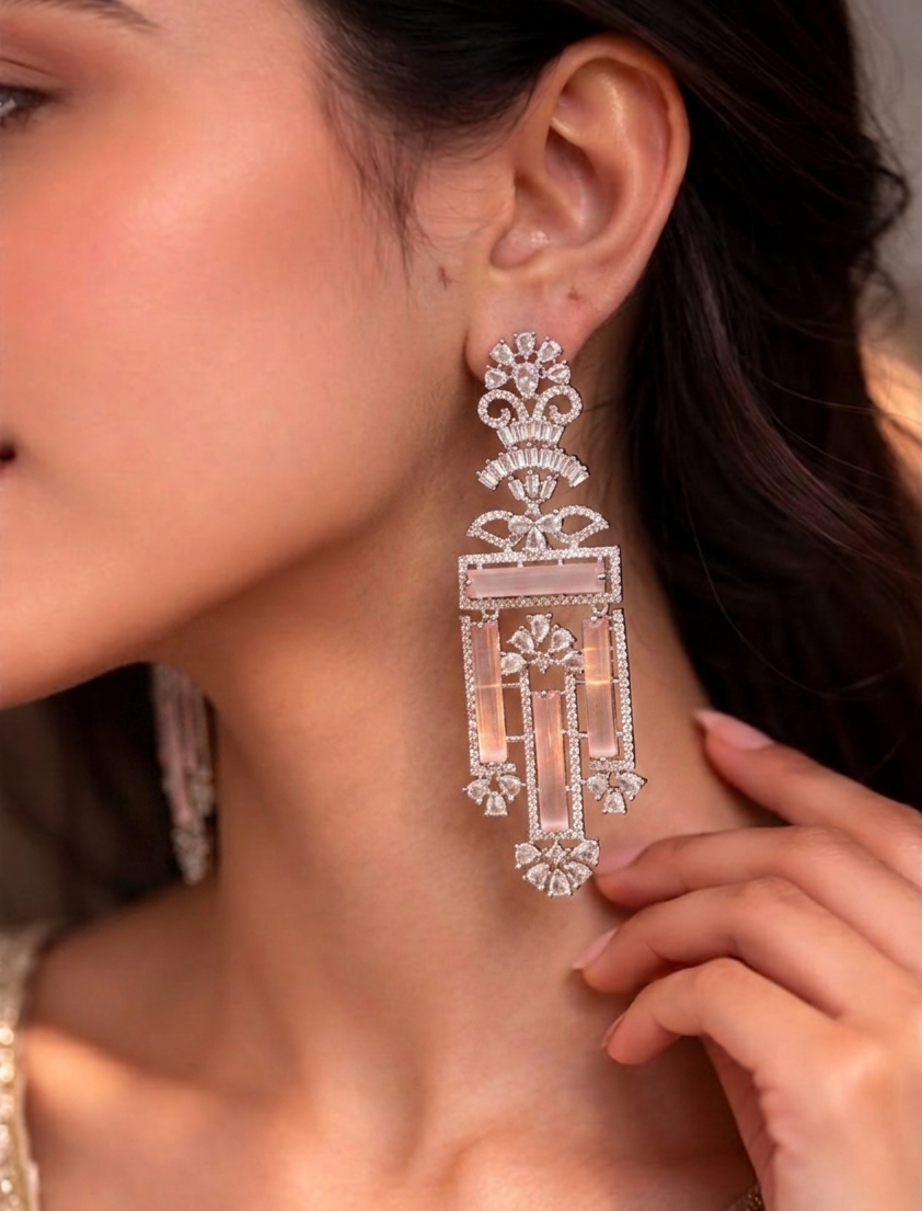 EMILY ZIRCON EARRINGS - PINK