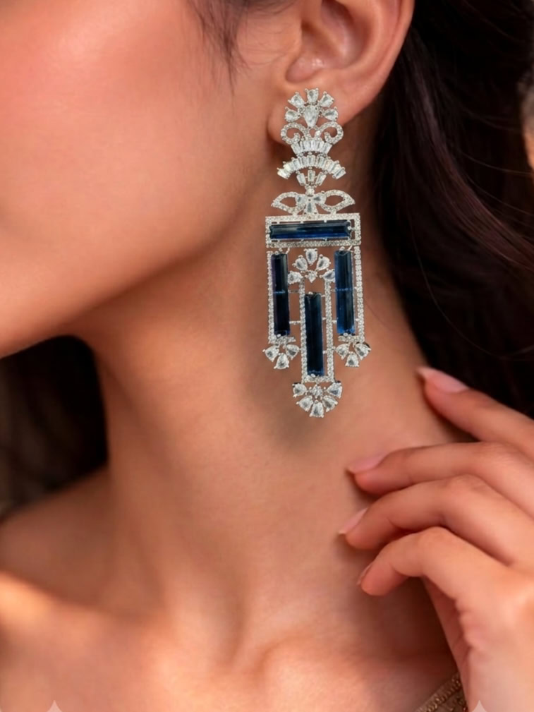 EMILY ZIRCON EARRINGS - BLUE