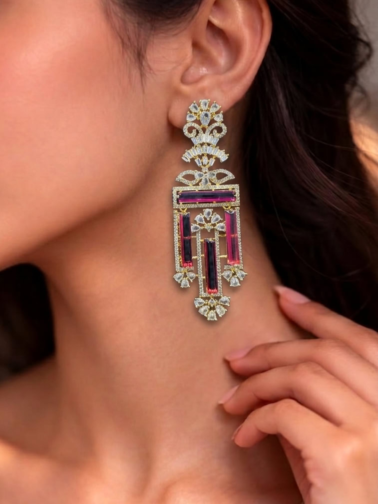 EMILY ZIRCON EARRINGS - RED