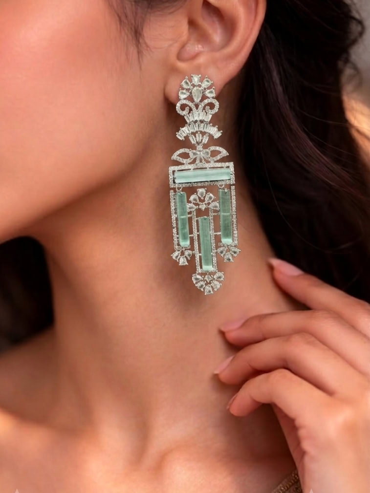 EMILY ZIRCON EARRINGS - MINT