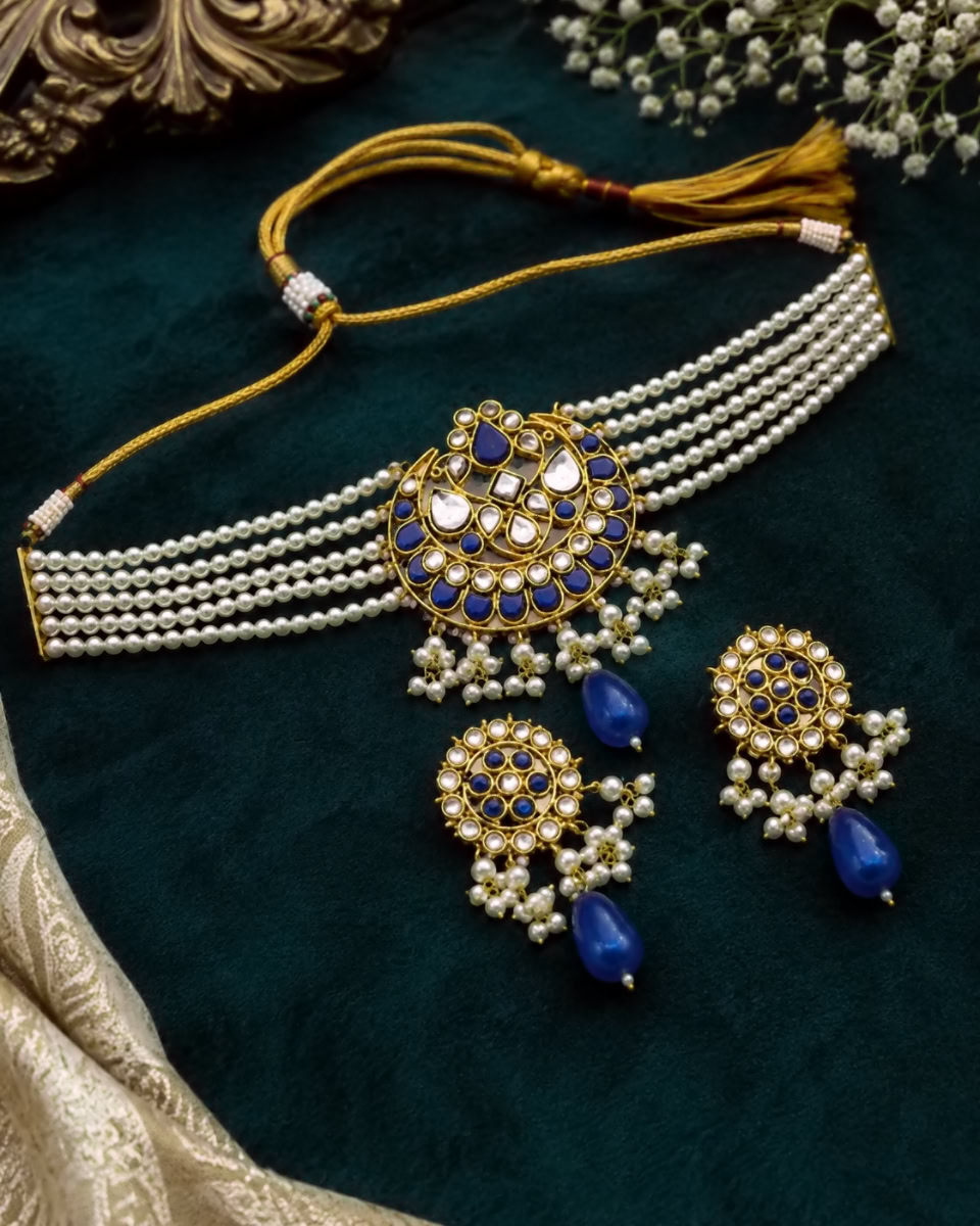 AMEERA CHOKER SET - BLUE