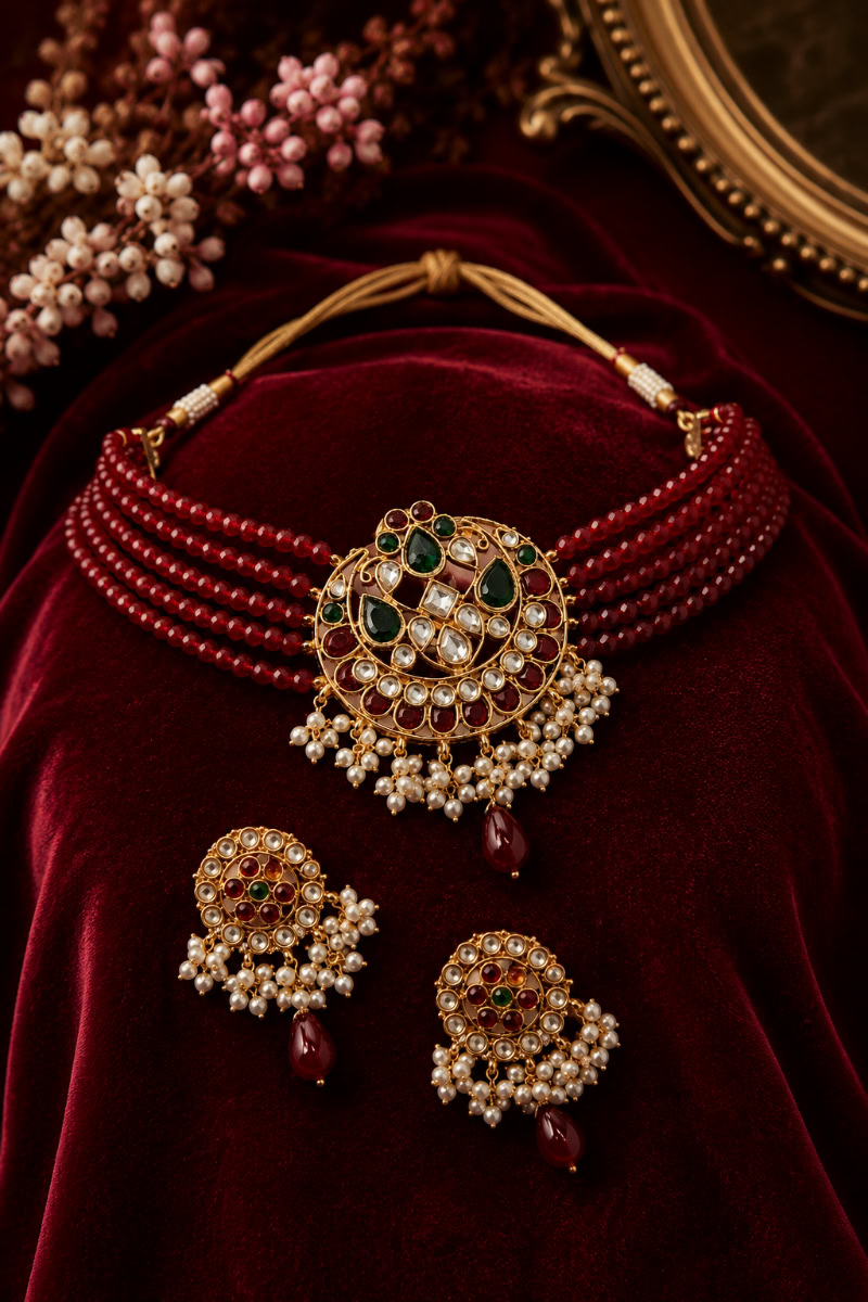 AMEERA CHOKER SET - PINK