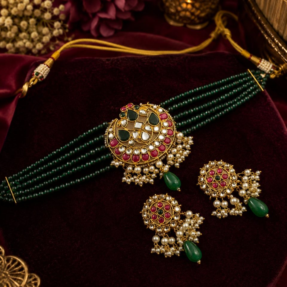 AMEERA CHOKER SET - GREEN