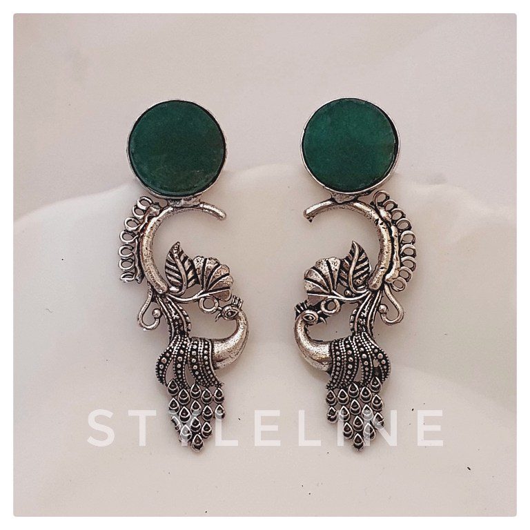 PEACOCK EARRINGS - GREEN