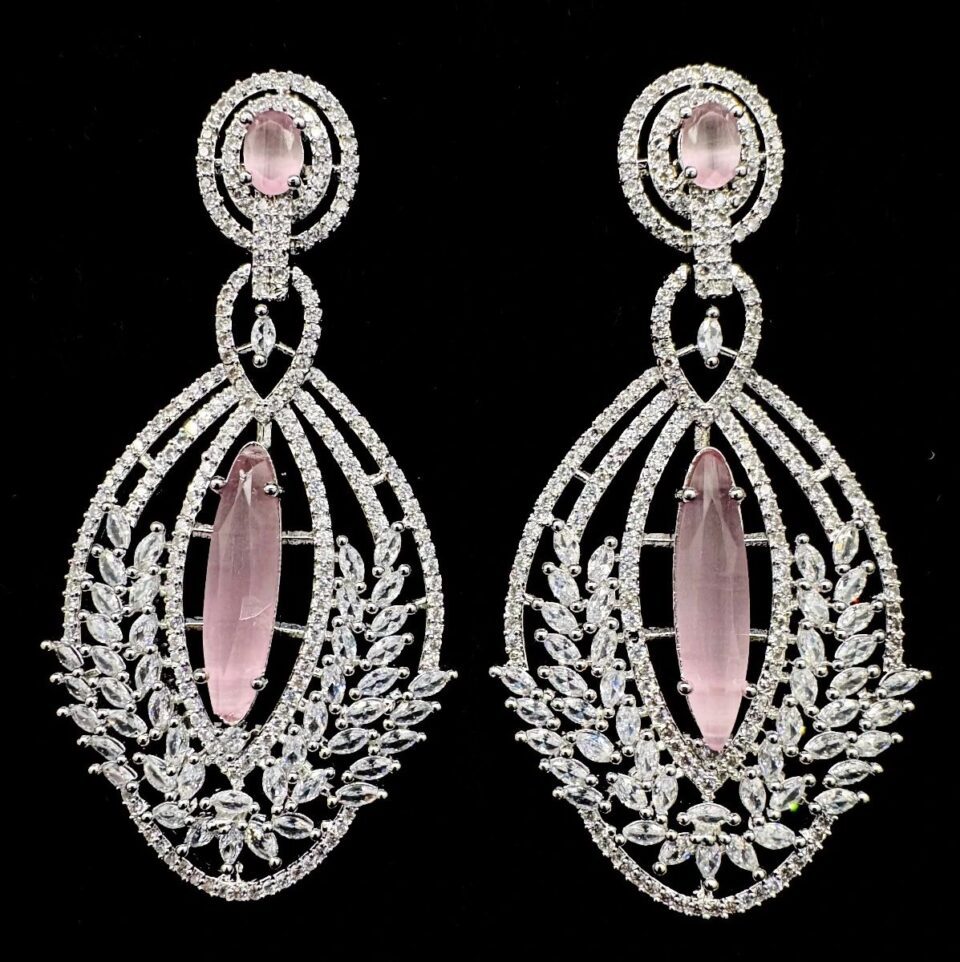 SYLVIA ZIRCON EARRINGS - PINK