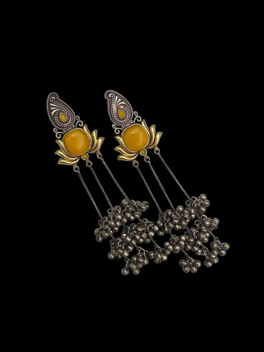 ZOON kASHMIRI EARRINGS - YELLOW
