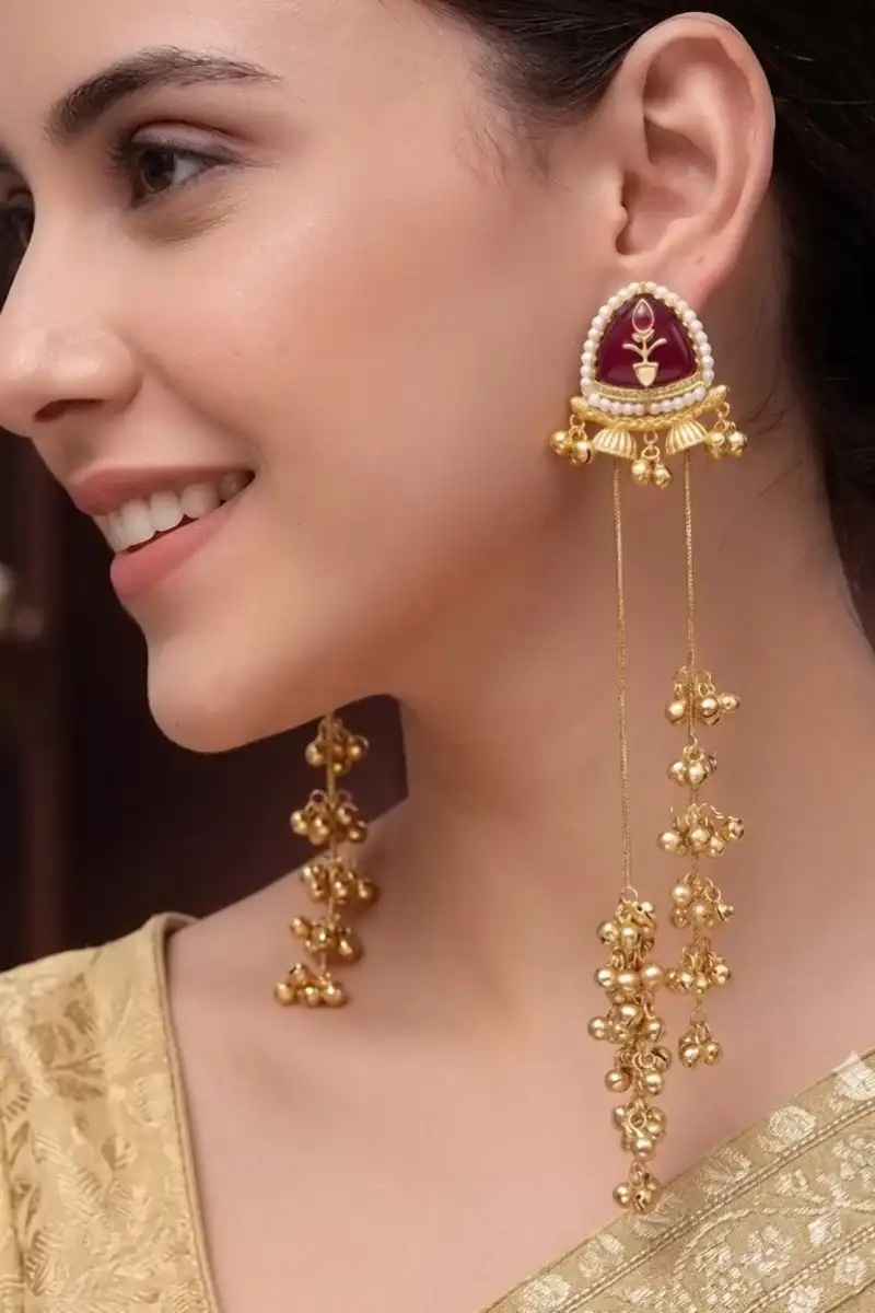 SUKAINA KASHMIRI EARRINGS - MAROON
