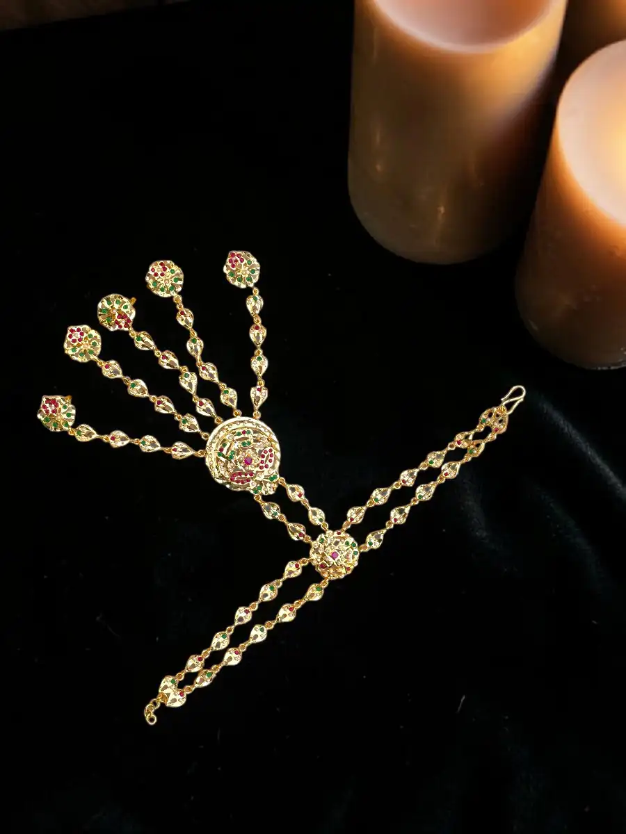 SURAIYA HYDERABADI HAATHPHOOL - MAROON GREEN