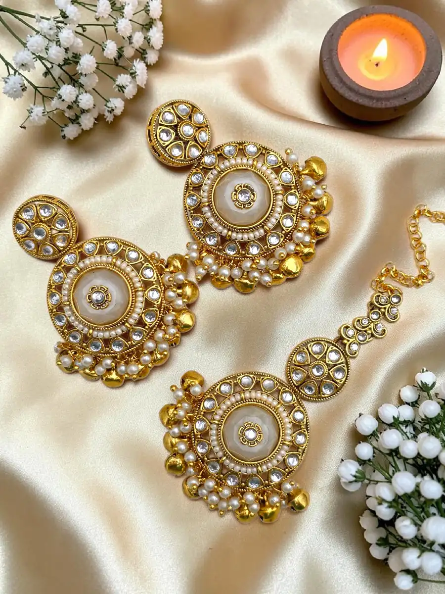 DIYA EARRINGS BUNDI SET- WHITE