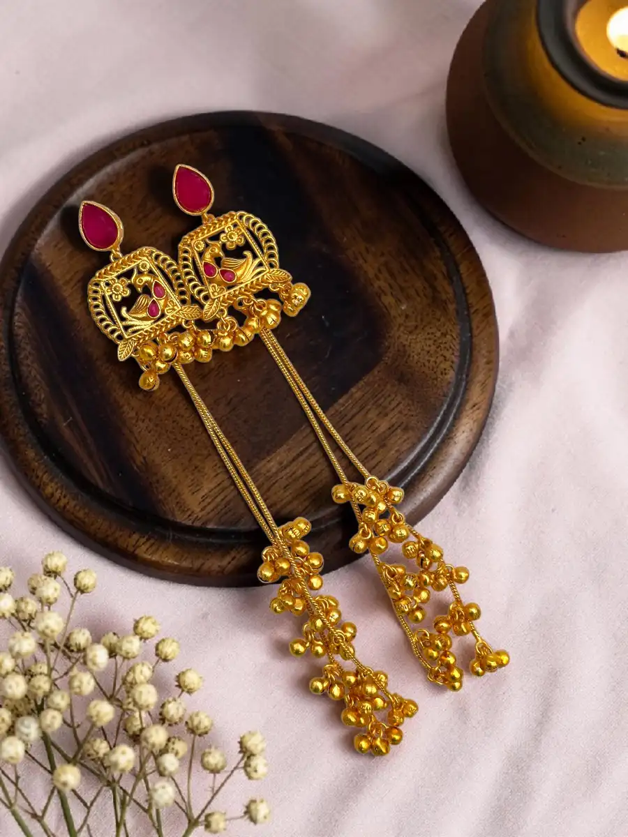 HUSNE JAHAN KASHMIRI EARRINGS - MAROON