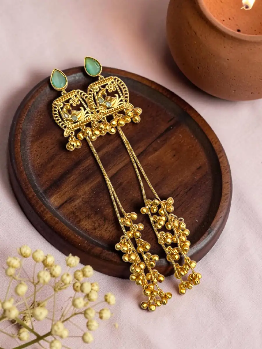 HUSNE JAHAN KASHMIRI EARRINGS -  MINT