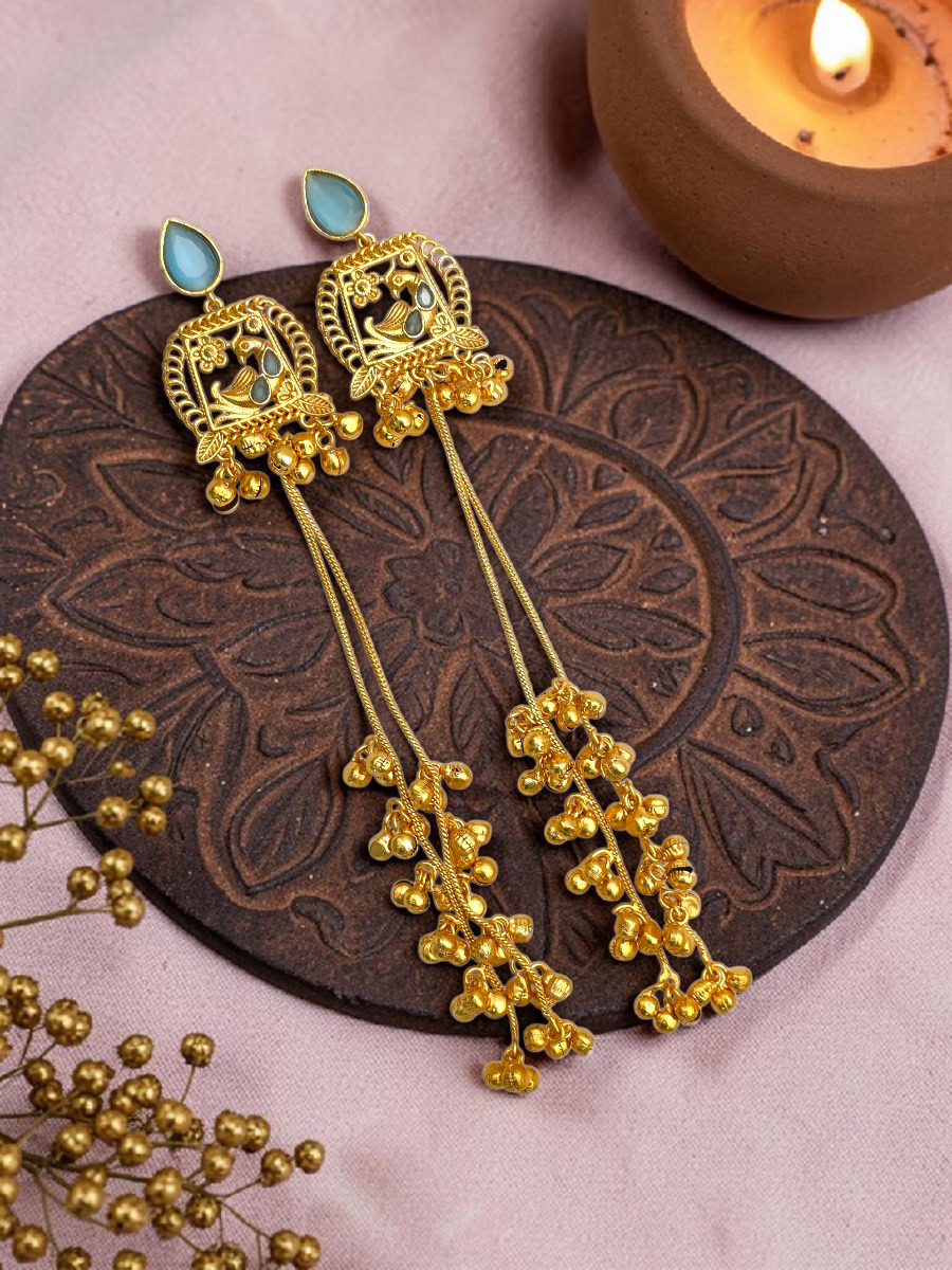 HUSNE JAHAN KASHMIRI EARRINGS - BLUE