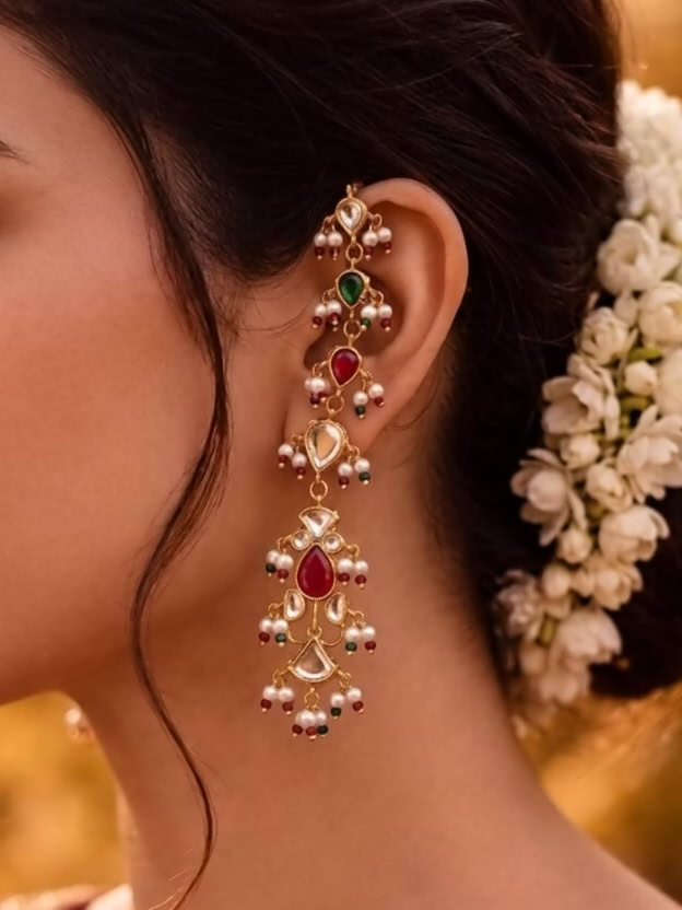 MAEVE EARRINGS - MAROON GREEN
