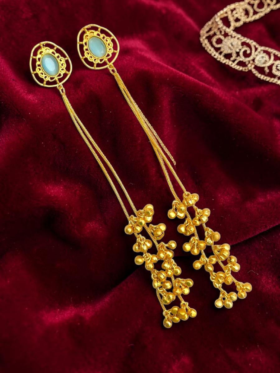 RAIYA KASHMIRI  EARRINGS - LIGHT BLUE