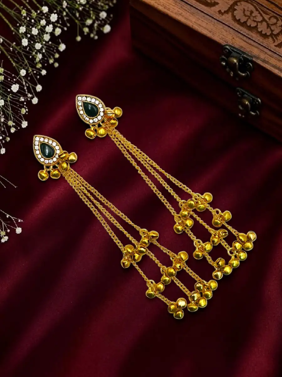 ZARMALA KASHMIRI EARRINGS - GREEN