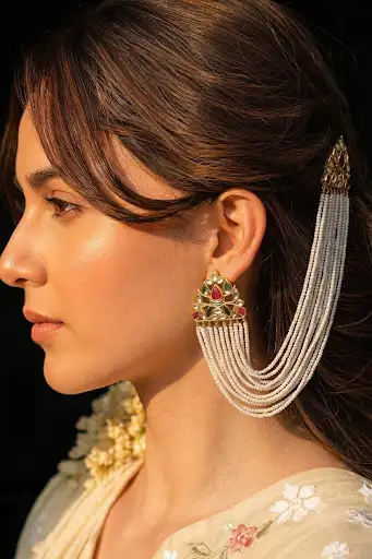 SNEHA SAHARAY STUDS/ EARRINGS - PINK GREEN