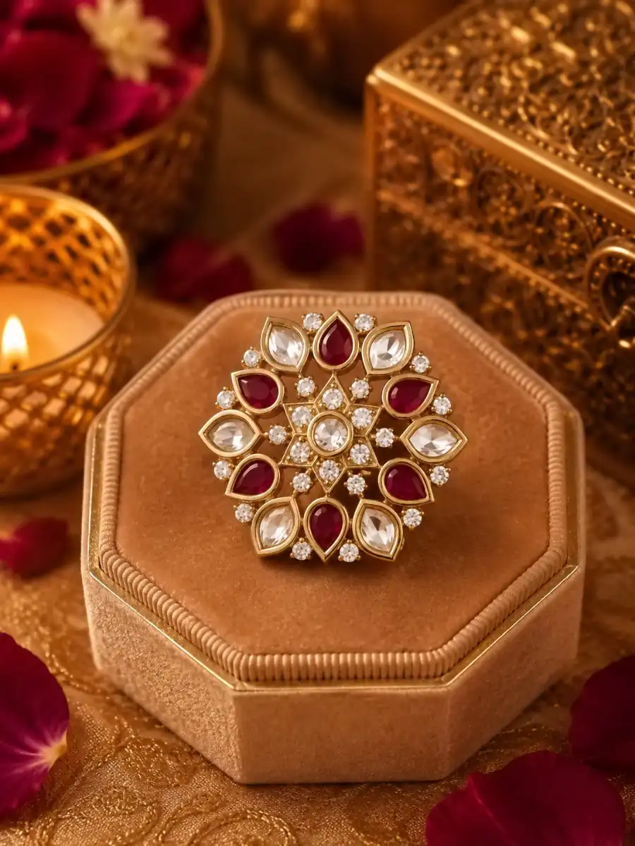 BAHAR  ZIRCON POLKI RING