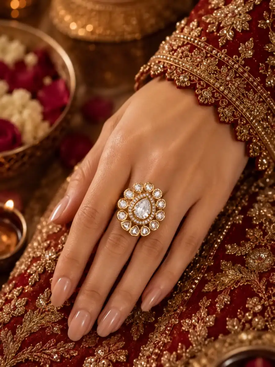 SINGHAR  ZIRCON POLKI RING