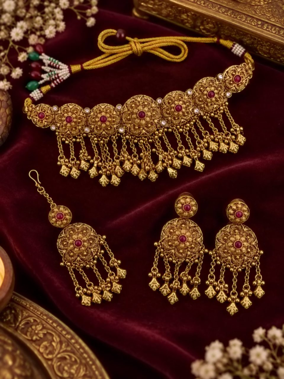 NAGEEN CHOKER SET - MAROON