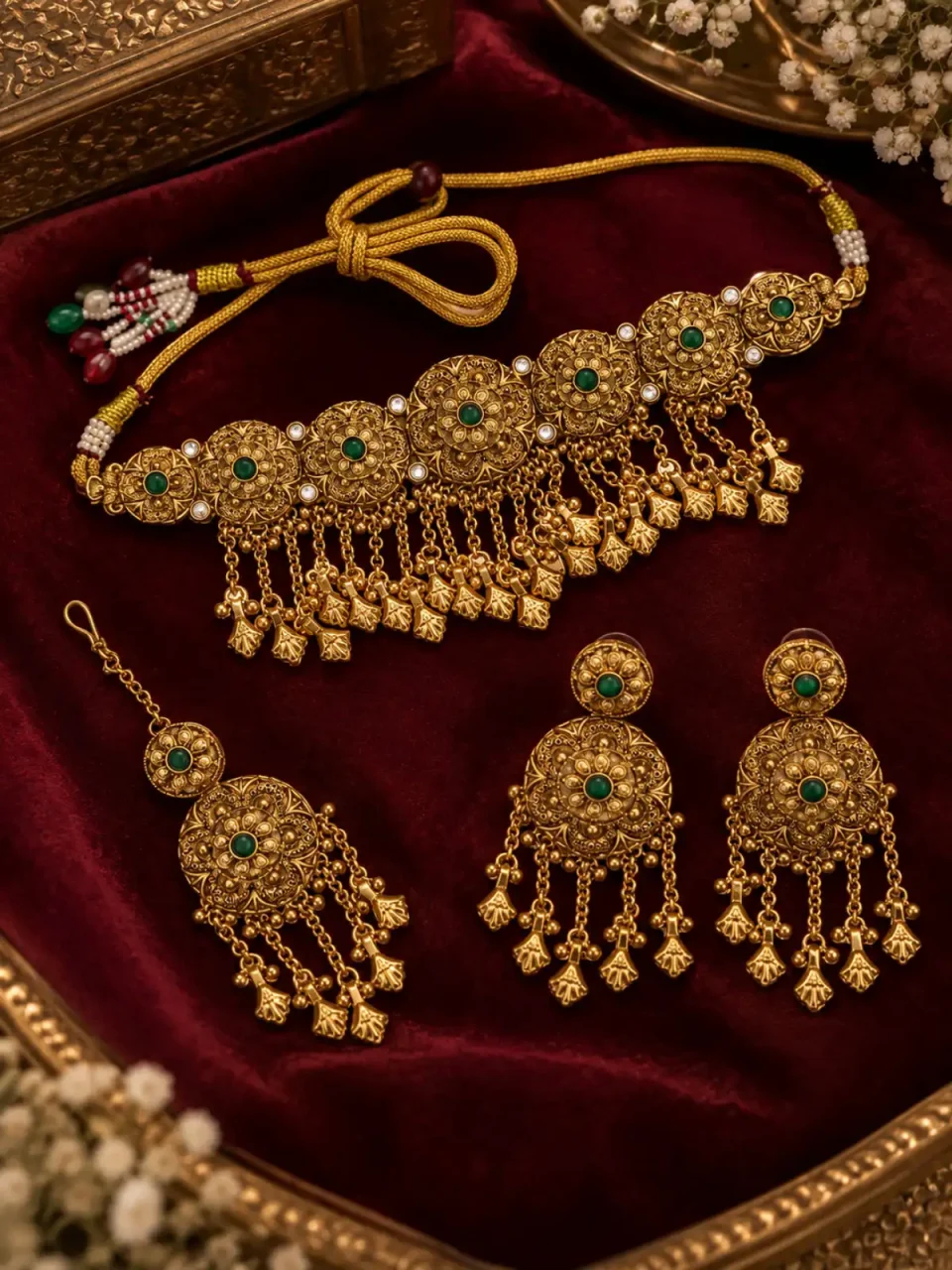 NAGEEN CHOKER SET - GREEN