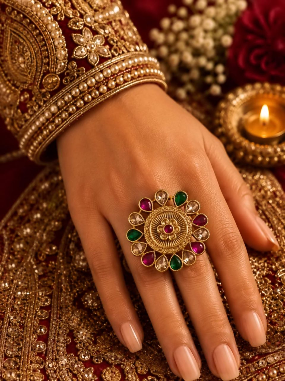 ANMA RING - MAROON GREEN