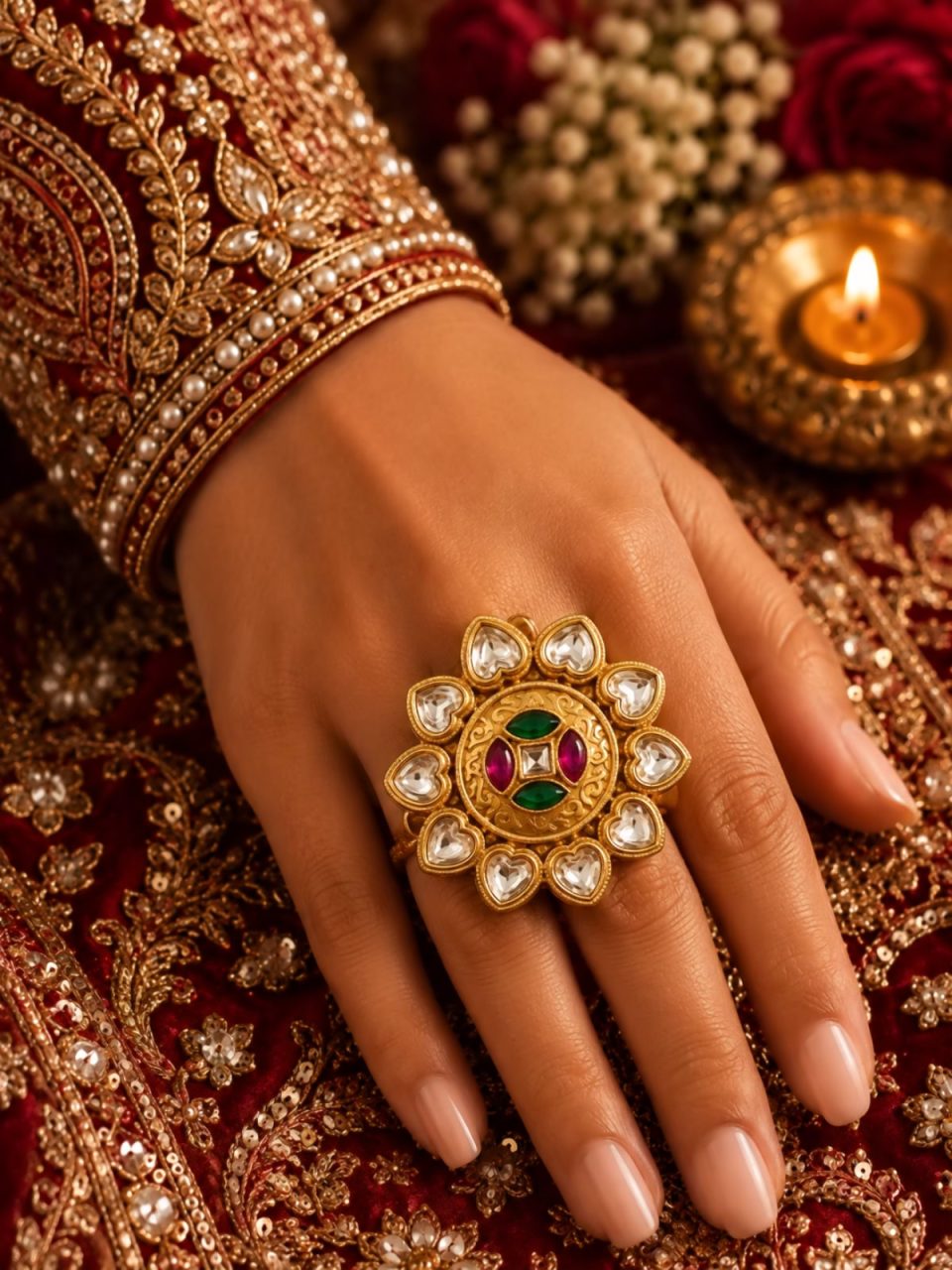 SITWAT KUNDUN RING - MAROON GREEN