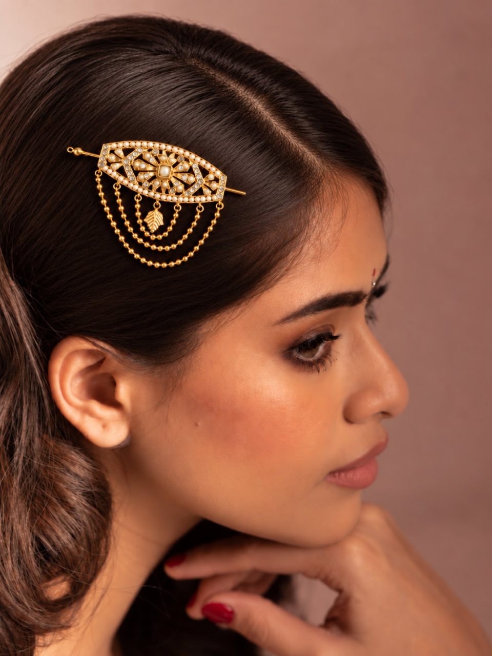 MOTIYA HAIRPIN/ HALF JHOOMER - WHITE