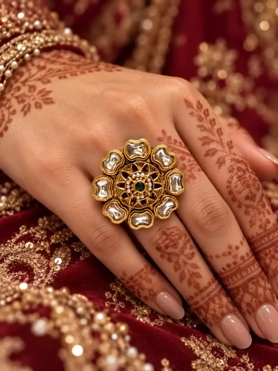 SANGEETA KUNDUN RING - GREEN